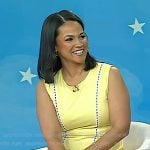 Laura’s yellow lace trim midi dress on Today