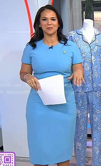 Laura's blue short sleeve sheath dress on Today