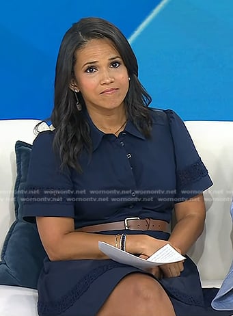 Laura's navy crochet trim mini shirtdress on Today