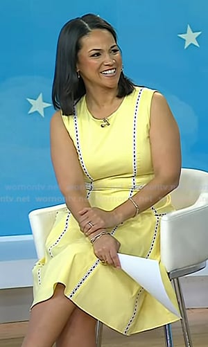 Laura's yellow lace trim midi dress on Today