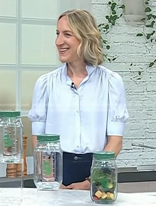 Lauren Iannotti’s blue puff sleeve blouse on Today