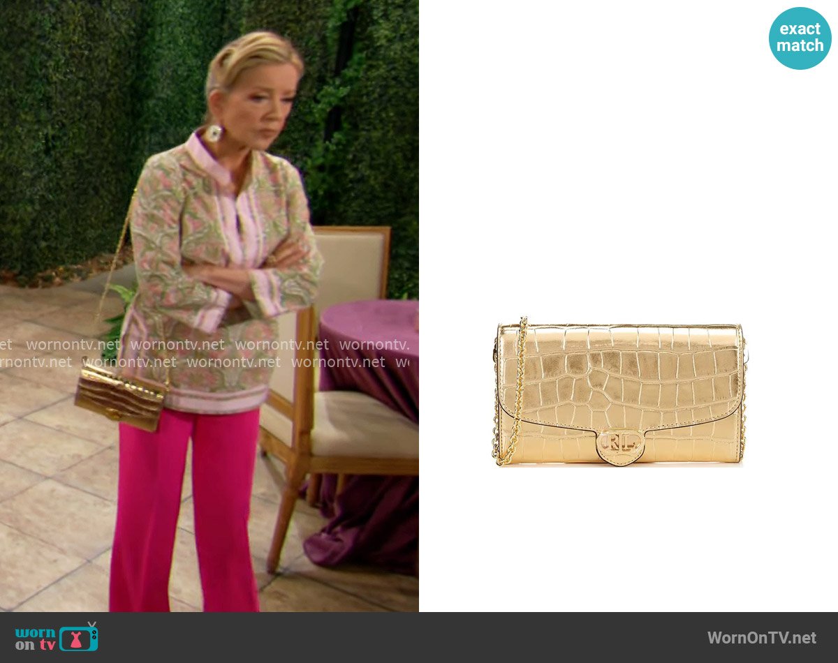 LAUREN Ralph Lauren Adair Medium Metallic Chain Strap Wallet Crossbody Bag worn by Nikki Reed Newman (Melody Thomas-Scott) on The Young and the Restless