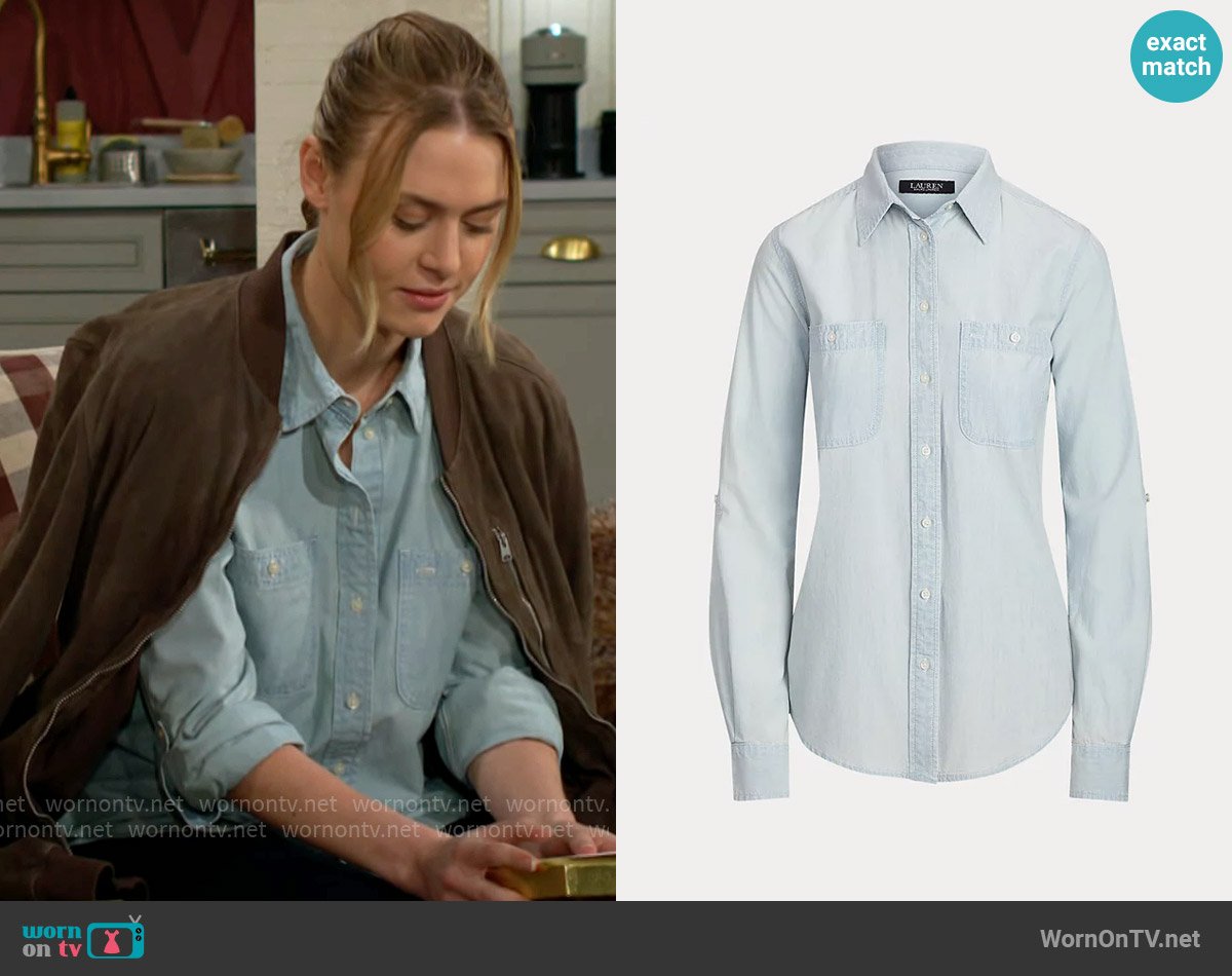 LAUREN Ralph Lauren Cotton Chambray Shirt worn by Claire Grace (Hayley Erin) on The Young and the Restless
