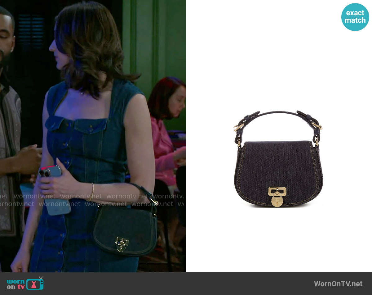 LAUREN Ralph Lauren Denim Medium Tanner Crossbody Bag worn by Ashley Morgan (Jen Jacob) on Beyond the Gates