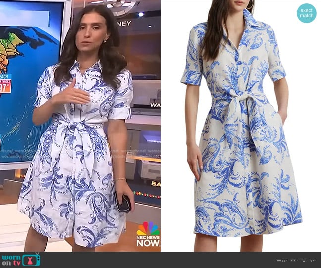 Lauren Ralph Lauren Paisley Short Sleeve Linen Shirtdress worn by Angie Lassman on NBC News Daily