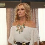 Lauren’s white off-shoulder maxi dress on The Young and the Restless