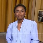 Zinhle’s lavender tie neck blouse on NBC News Daily