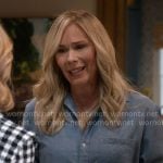 Leanne’s blue button down shirt on Leanne