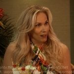 Leanne’s tropical print cross-neck dress on Leanne