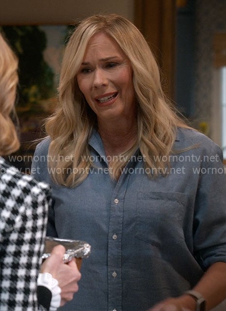 Leanne's blue button down shirt on Leanne