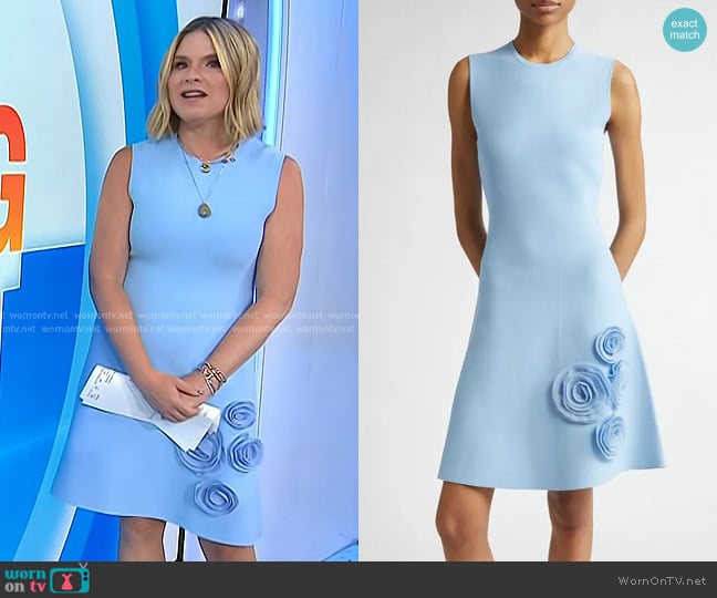 Lela Rose Penelope Rosette Embellished Milano Knit Dress worn by Jenna Bush Hager on Today