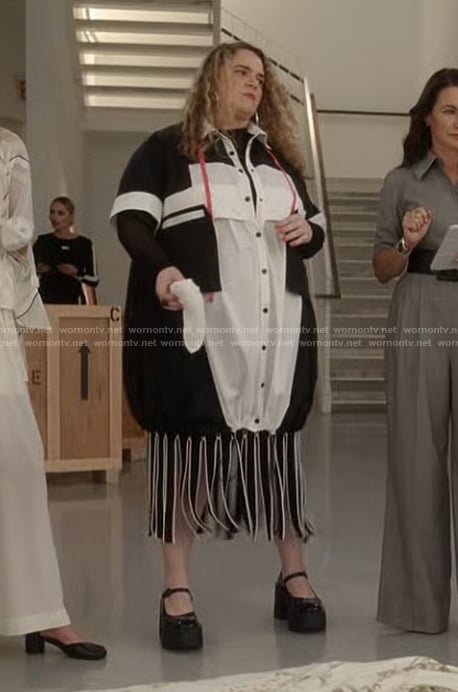 Lela’s black and white dress on And Just Like That