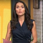Lilia Luciano’s navy wrap dress on CBS Mornings