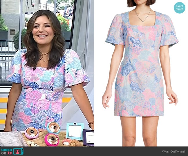 Lilly Pulitzer Kalinara Stretch-Cotton Skirted Romper worn by Adrianna Barrionuevo Brach on Today