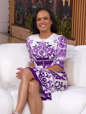 Linsey's white and purple print dress on Good Morning America