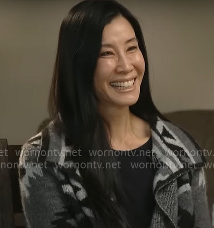 Lisa Ling's grey printed cardigan on CBS Mornings
