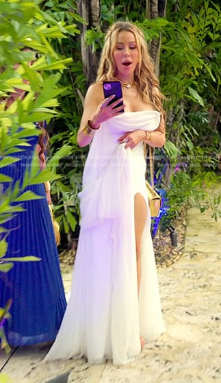 Lisa’s white strapless draped gown on The Real Housewives of Miami
