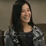 Lisa Ling’s grey printed cardigan on CBS Mornings