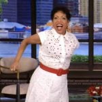 Liza Colon-Zayas’s white eyelet top and skirt on Live with Kelly and Mark