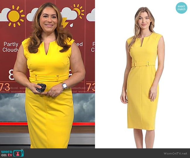 Violeta’s yellow buckle waist sheath dress on NBC News Daily