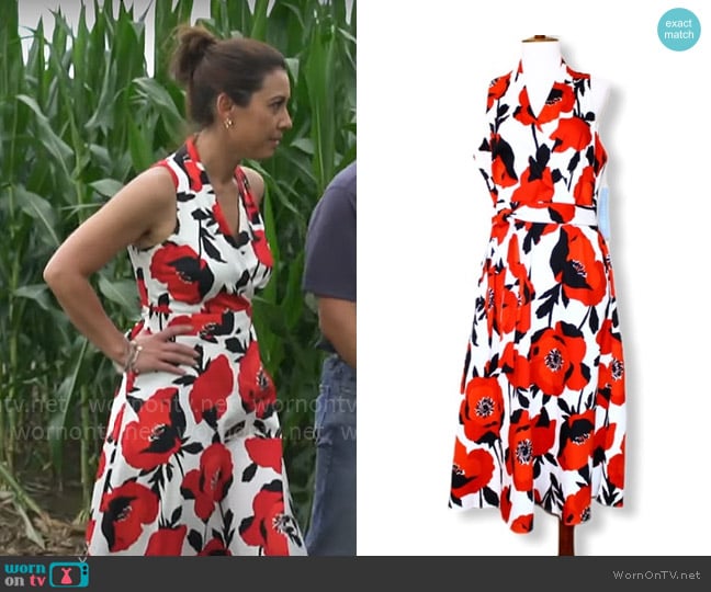 London Times Surplice Neckline Dress worn by Lana Zak on CBS Mornings