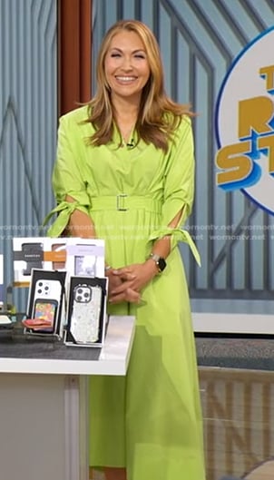 Lori's green tie sleeve belted dress on Good Morning America