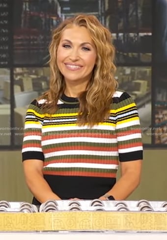 Lori’s strip ribbed short sleeve sweater on Good Morning America