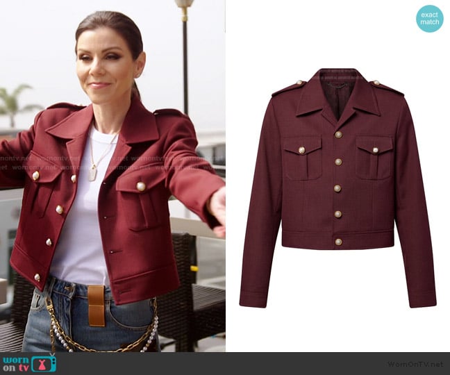 Louis Vuitton Classic Officer Jacket worn by Heather Dubrow on The Real Housewives of Orange County