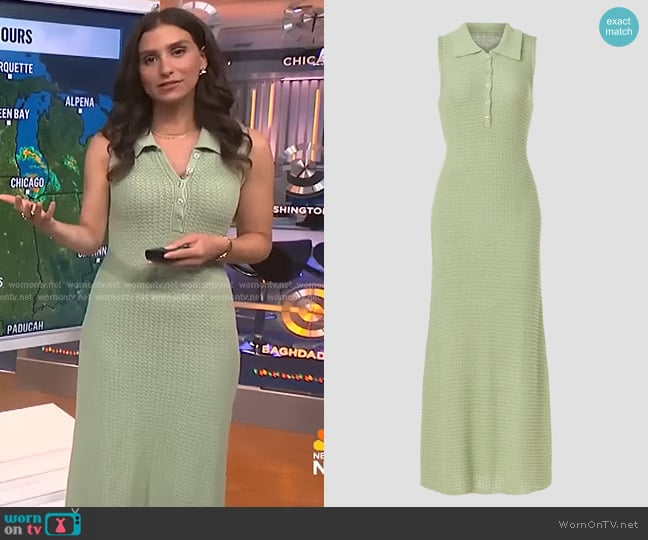 Love, Whit by Whitney Port Crochet Dress in Green worn by Angie Lassman on NBC News Daily