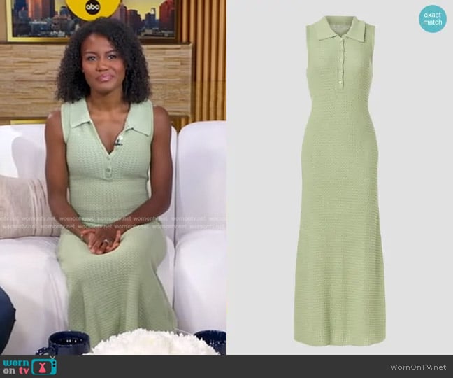 Love, Whit by Whitney Port Crochet Dress in Green worn by Janai Norman on Good Morning America