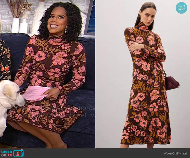 Love, Whit by Whitney Port Floral Midi Dress worn by Adriana Diaz on CBS Mornings