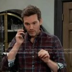 Lucas’s brown checked shirt on General Hospital