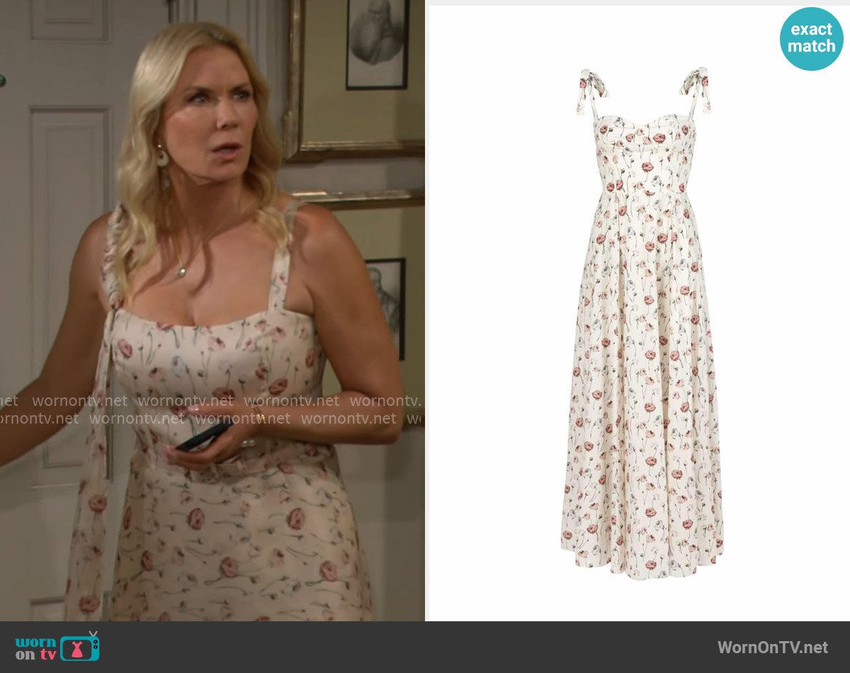 Luisa Beccaria Cotton dress with rose print worn by Brooke Logan (Katherine Kelly Lang) on The Bold and the Beautiful
