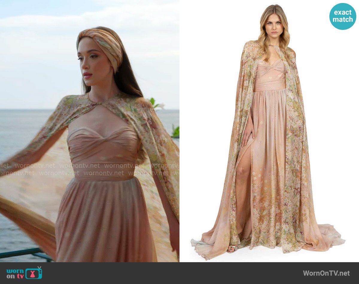 Luisa Beccaria Draped printed dress in smooth chiffon