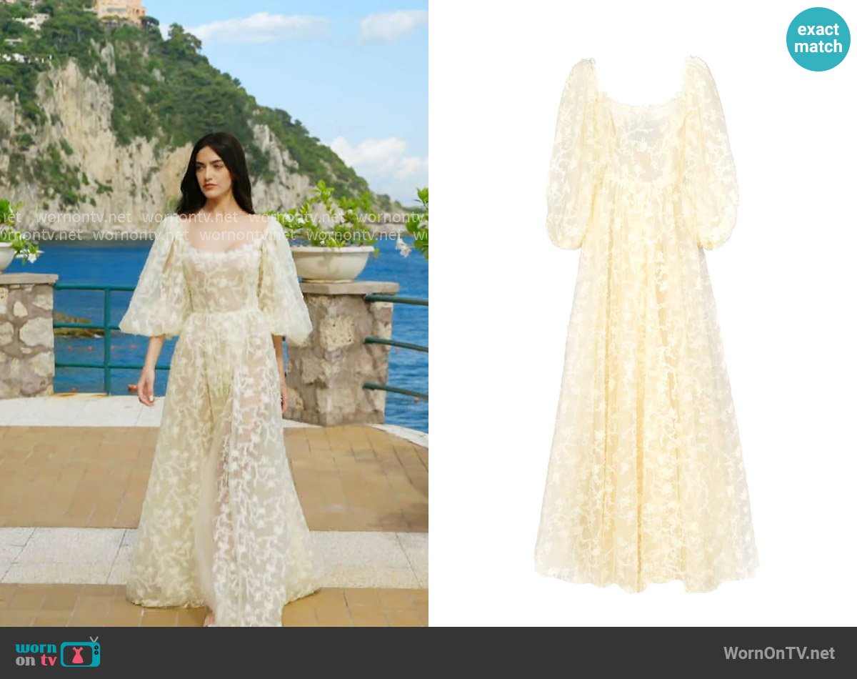 Luisa Beccaria Wide dress with embroidered tulle