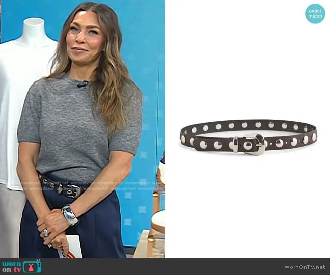Madewell Studded Western Leather Belt in true black multi worn by  on Today