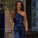 Maggie Q’s navy one shoulder top and pants on Live with Kelly and Mark