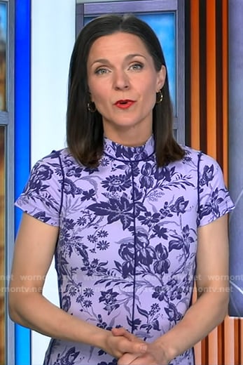 Maggie Rulli’s purple floral mock neck dress on Good Morning America
