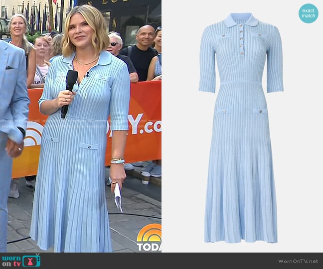 Maje Rib Knit Midi Dress in Blue Sky worn by Jenna Bush Hager on Today