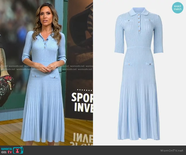 Maje Rib Knit Midi Dress in Blue Sky worn by Rhiannon Ally on Good Morning America