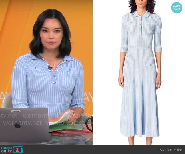 Maje Rib Knit Midi Dress worn by Jo Ling Kent on CBS Mornings