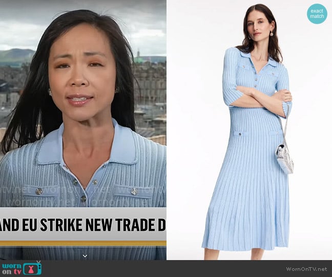 Maje Rib Knit Midi Dress worn by Weijia Jiang on CBS Mornings