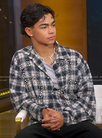 Malachi Barton’s embellished plaid shirt on Good Morning America