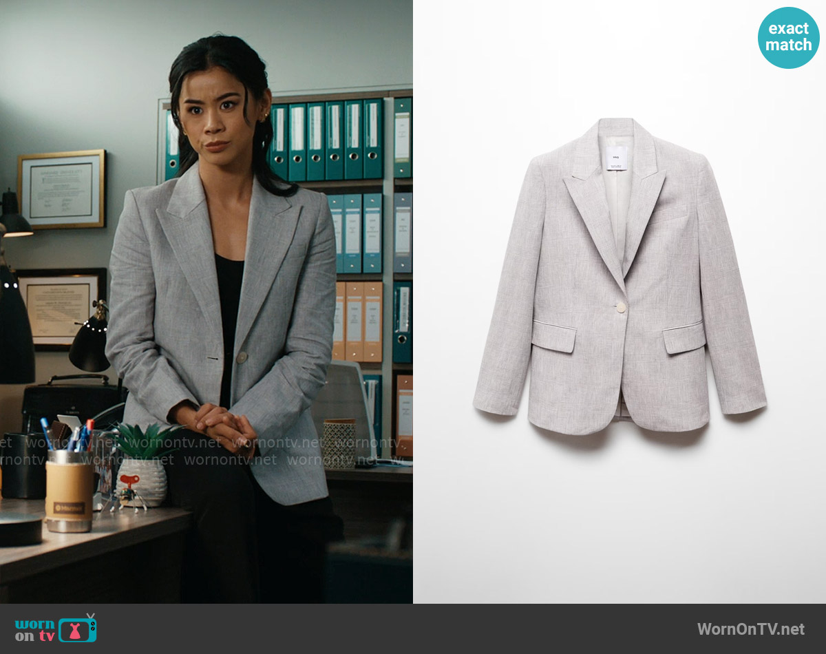 Mango Houndstooth linen jacket worn by Sarah Franklin (Leah Lewis) on Matlock