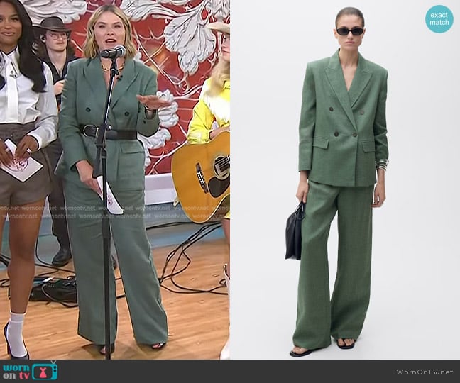 Mango Linen Suit Blazer and Pants worn by Jenna Bush Hager on Today