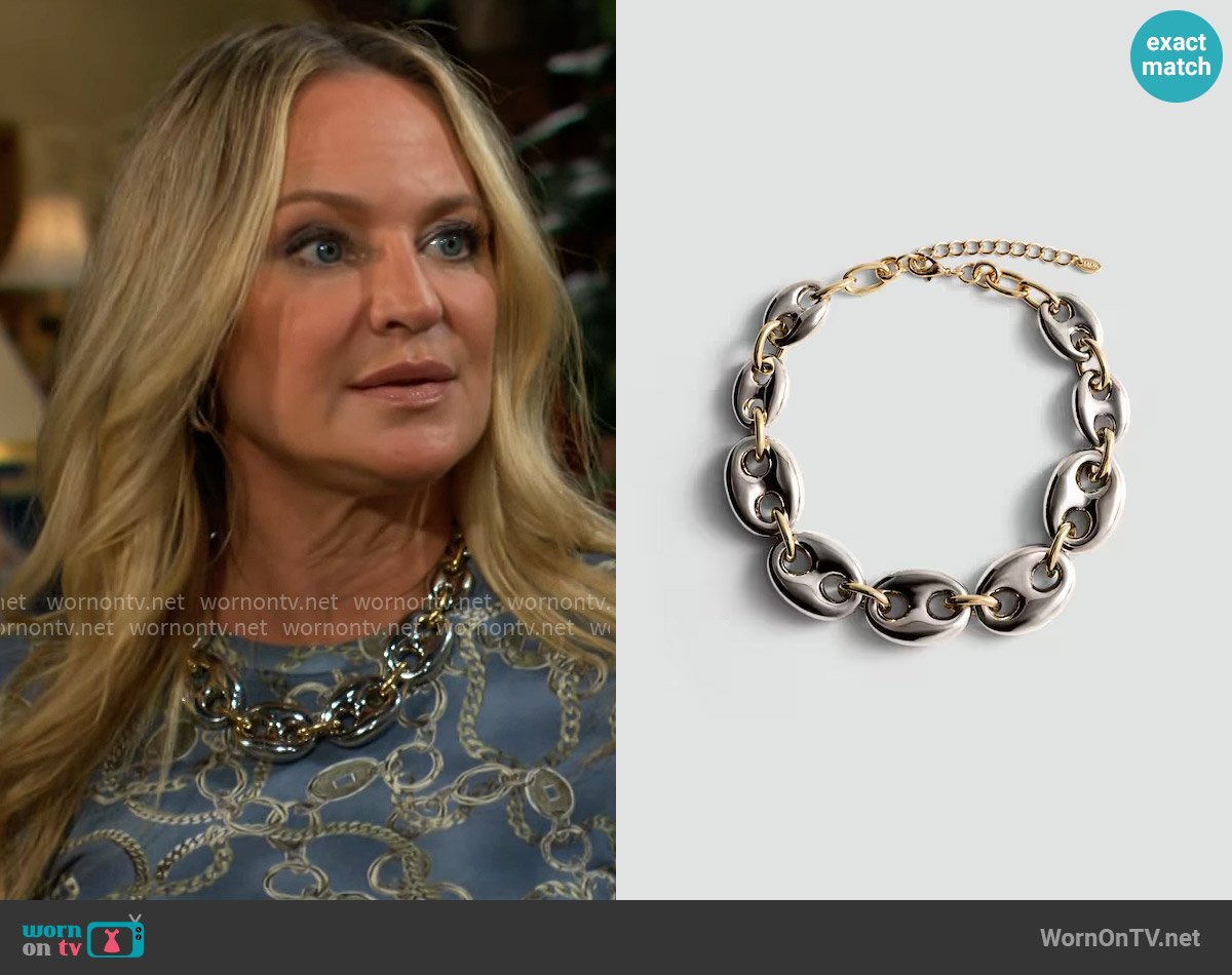 Mango Maxi-link necklace worn by Sharon Newman (Sharon Case) on The Young and the Restless