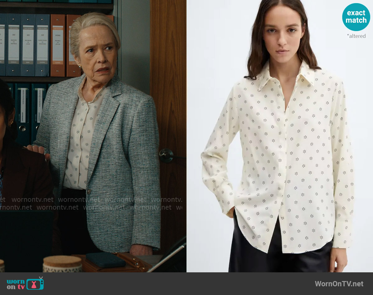 Mango Regular Flowy Shirt in Vanilla worn by Madeline Matlock (Kathy Bates) on Matlock