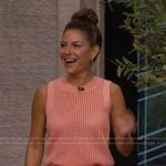 Maria Menounos’s coral metallic top and maxi skirt on Live with Kelly and Mark