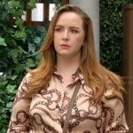 Mariah’s chain print button down top on The Young and the Restless