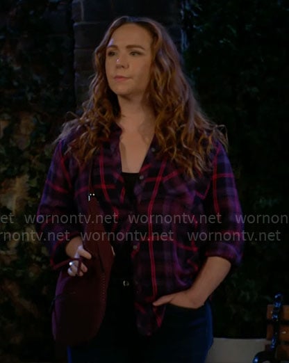 Mariah's purple plaid shirt on The Young and the Restless